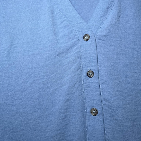 Lucky Brand Women’s Flutter Cap Sleeve Button Front Blue Midi Dress Size Large - Picture 3 of 13